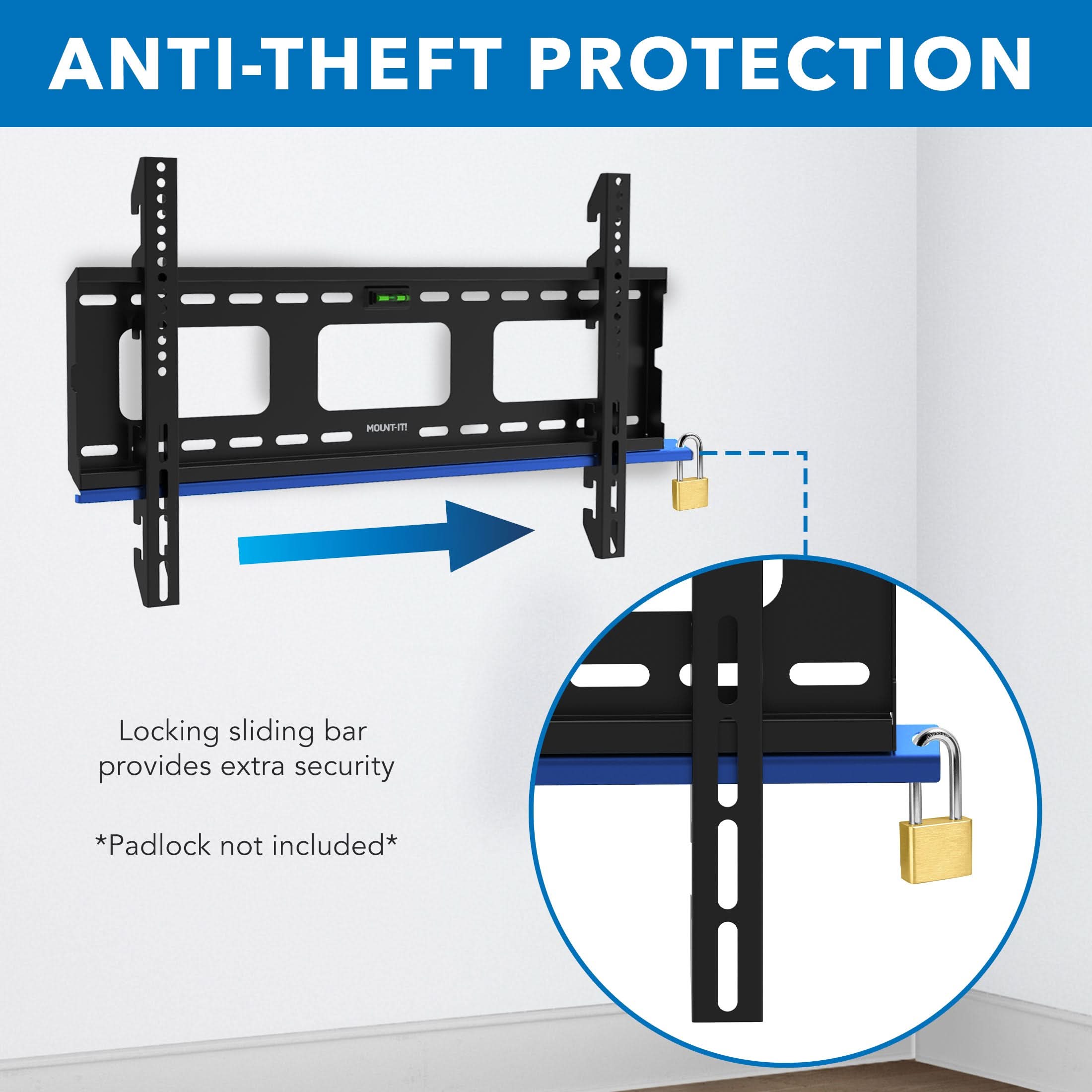Ultra Low-Profile Locking TV Mount – Up to 90