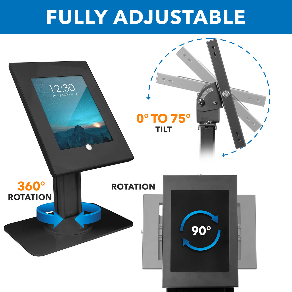 Anti-Theft Tablet Countertop Stand for iPad, iPad Air, iPad Pro