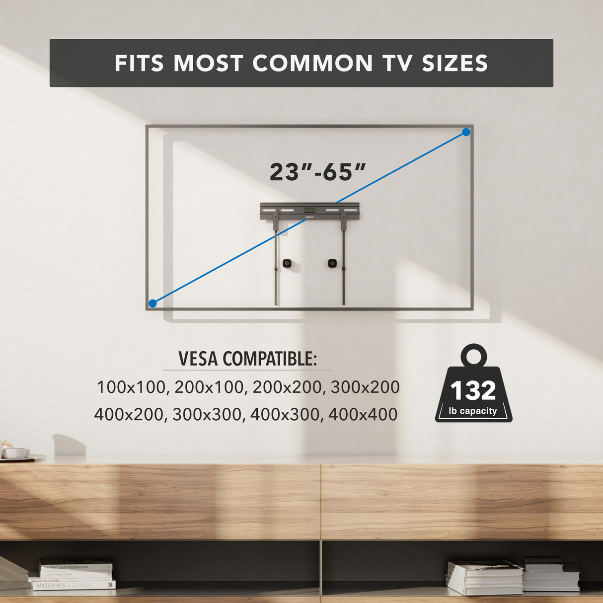 No Stud TV Wall Mount for TVs 23" - 65"