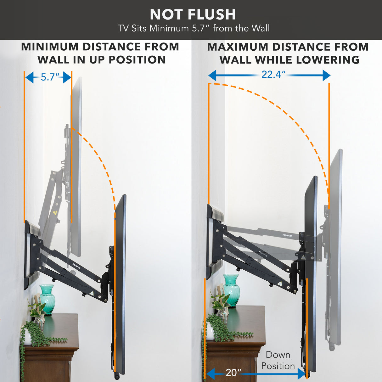 Pull Down Fireplace TV Mount - For TVs up to 65"