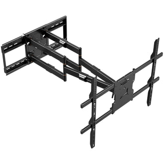 The Mount-It! The Beast Heavy Duty Full Motion TV Wall Mount in black features multiple adjustable arms, brackets, and an extra long extension, designed to securely hold a large flat-screen TV away from the wall.
