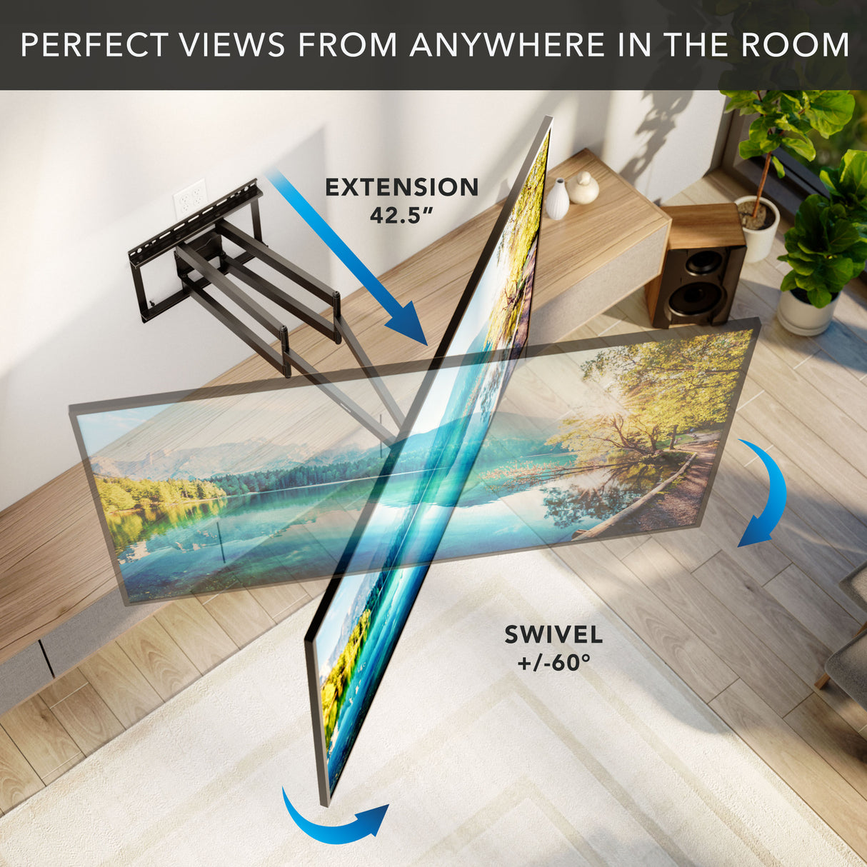 Full Motion TV Wall Mount with Extra Long Extension for 43" - 100" TVs