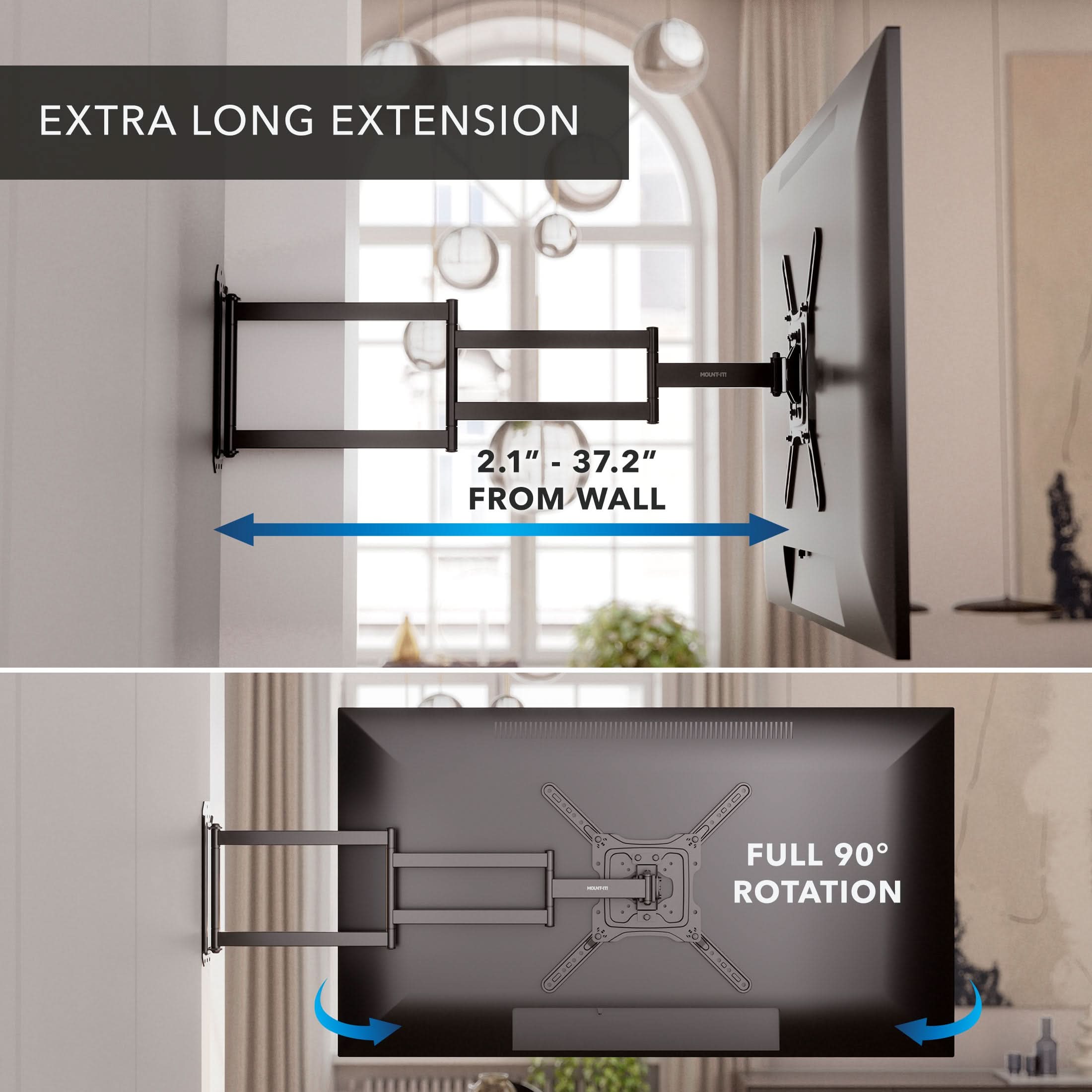 Mount-It! Full Motion TV Wall Mount with Extra Long Extension for 23"-65" TVs - Thumbnail 2