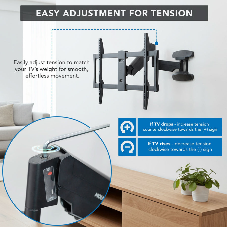 Full Motion TV Wall Mount with Gas Spring Arm | 37–80