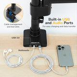 Heavy Duty Monitor Desk Mount w/ USB & Multimedia Ports