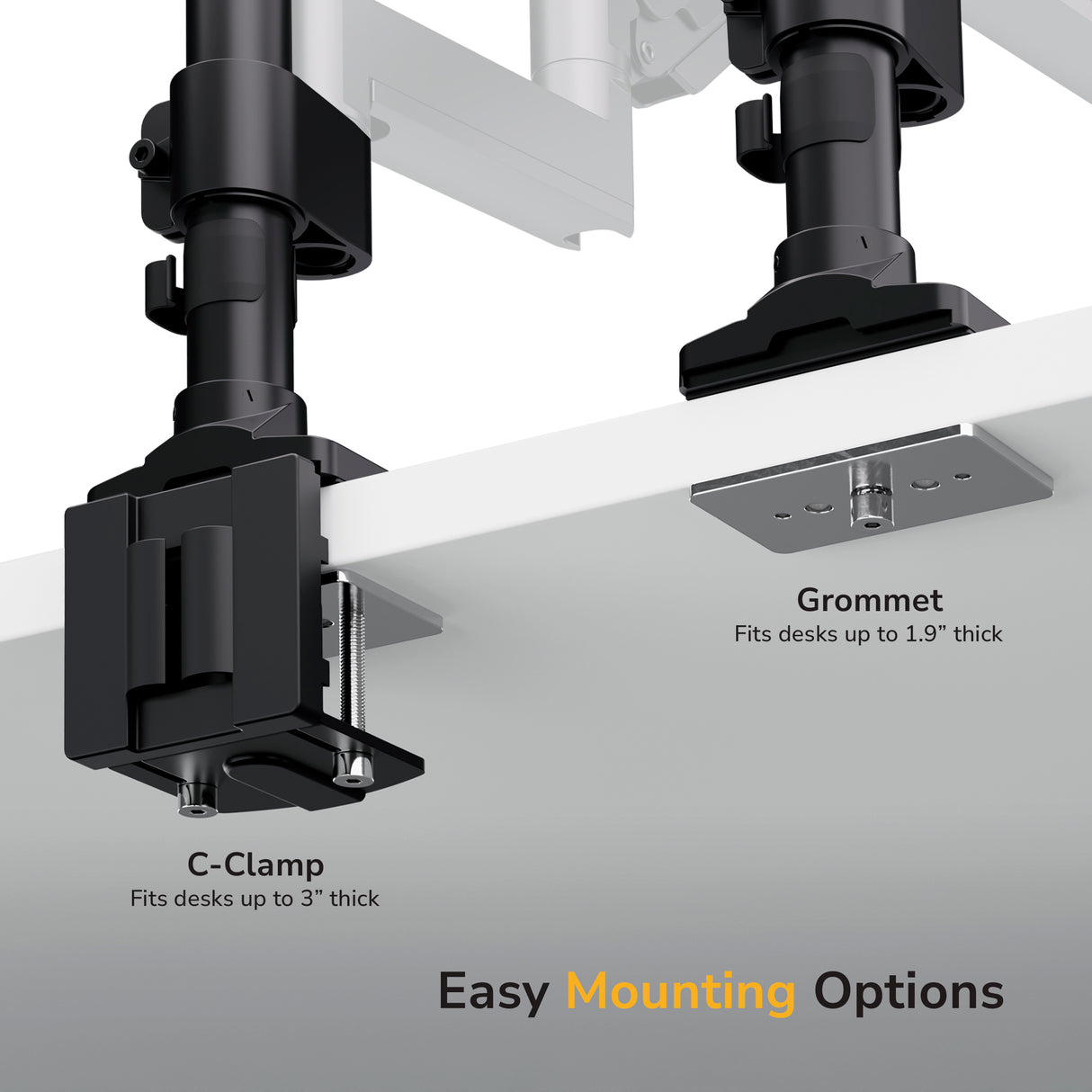 Heavy Duty Monitor Desk Mount w/ USB & Multimedia Ports