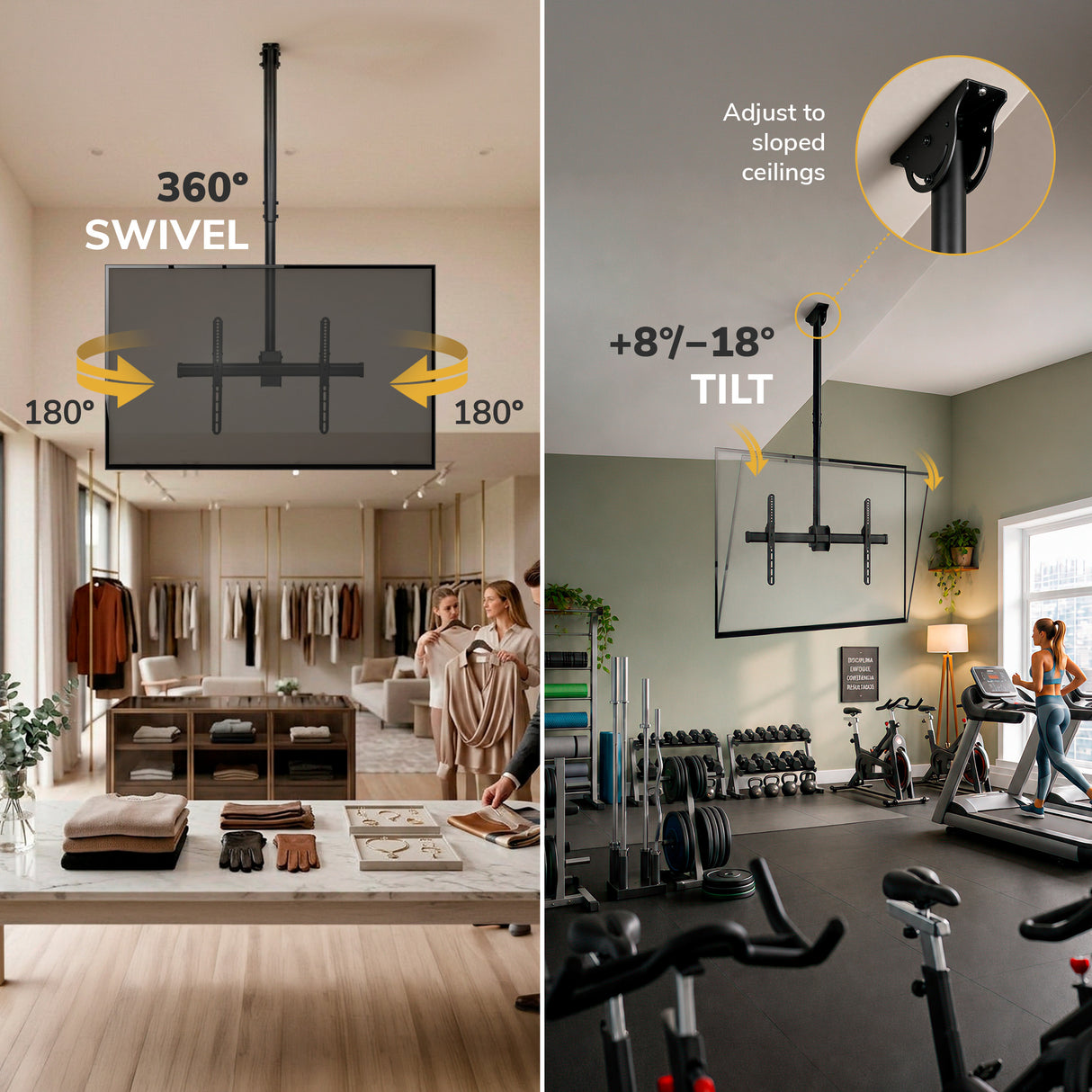 Full Motion Ceiling TV Mount with Long Extension