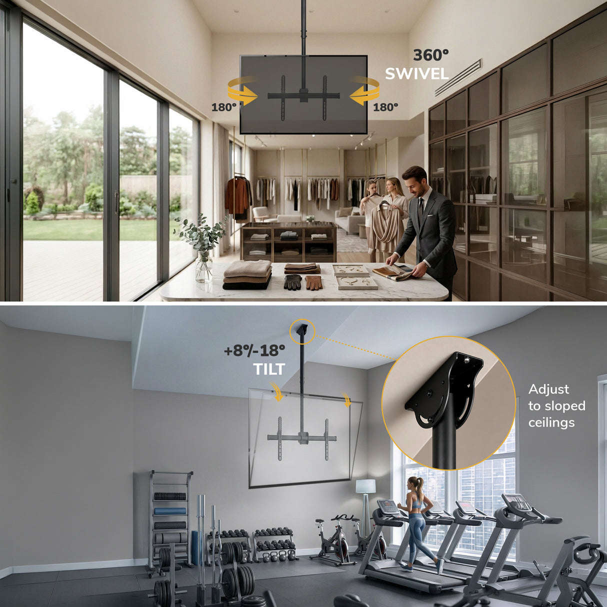 Full Motion Ceiling TV Mount with Long Extension