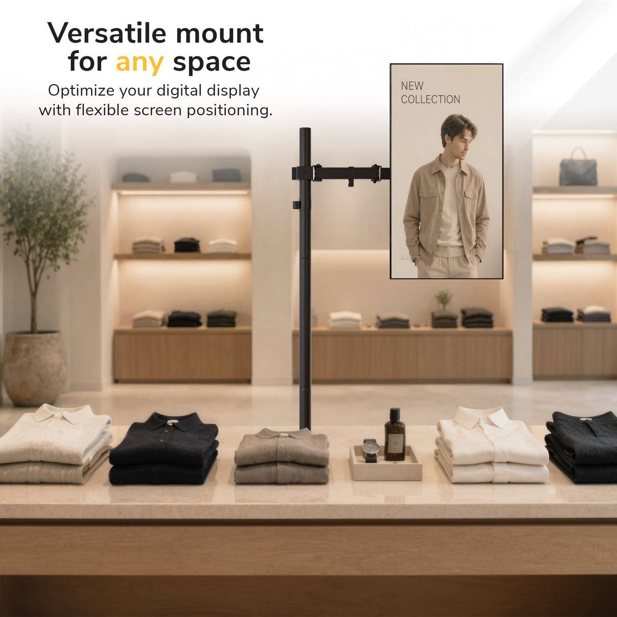 Full-Motion Monitor Mount with Extra-Tall Pole
