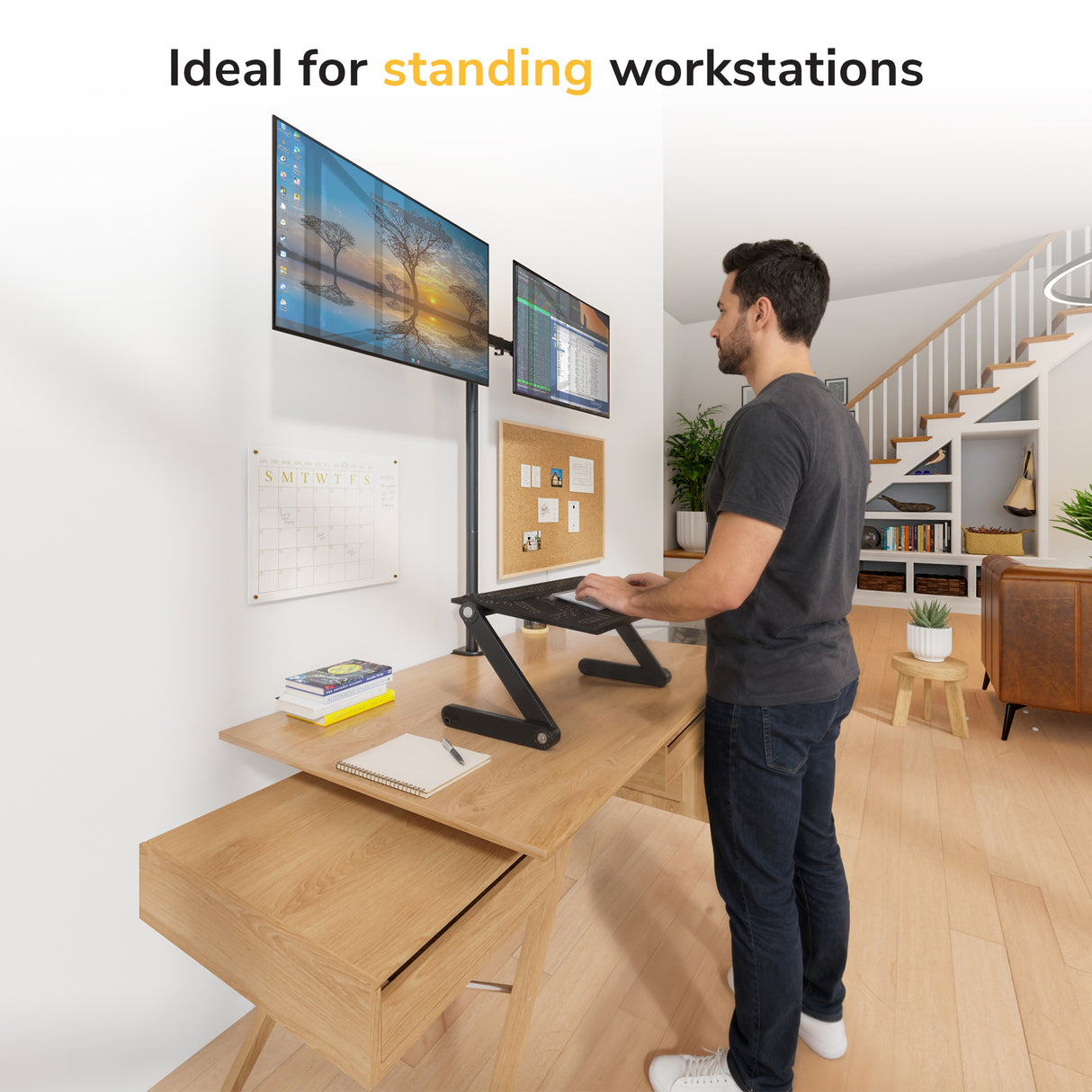 Full Motion Dual Monitor Mount with Extra-Tall Pole