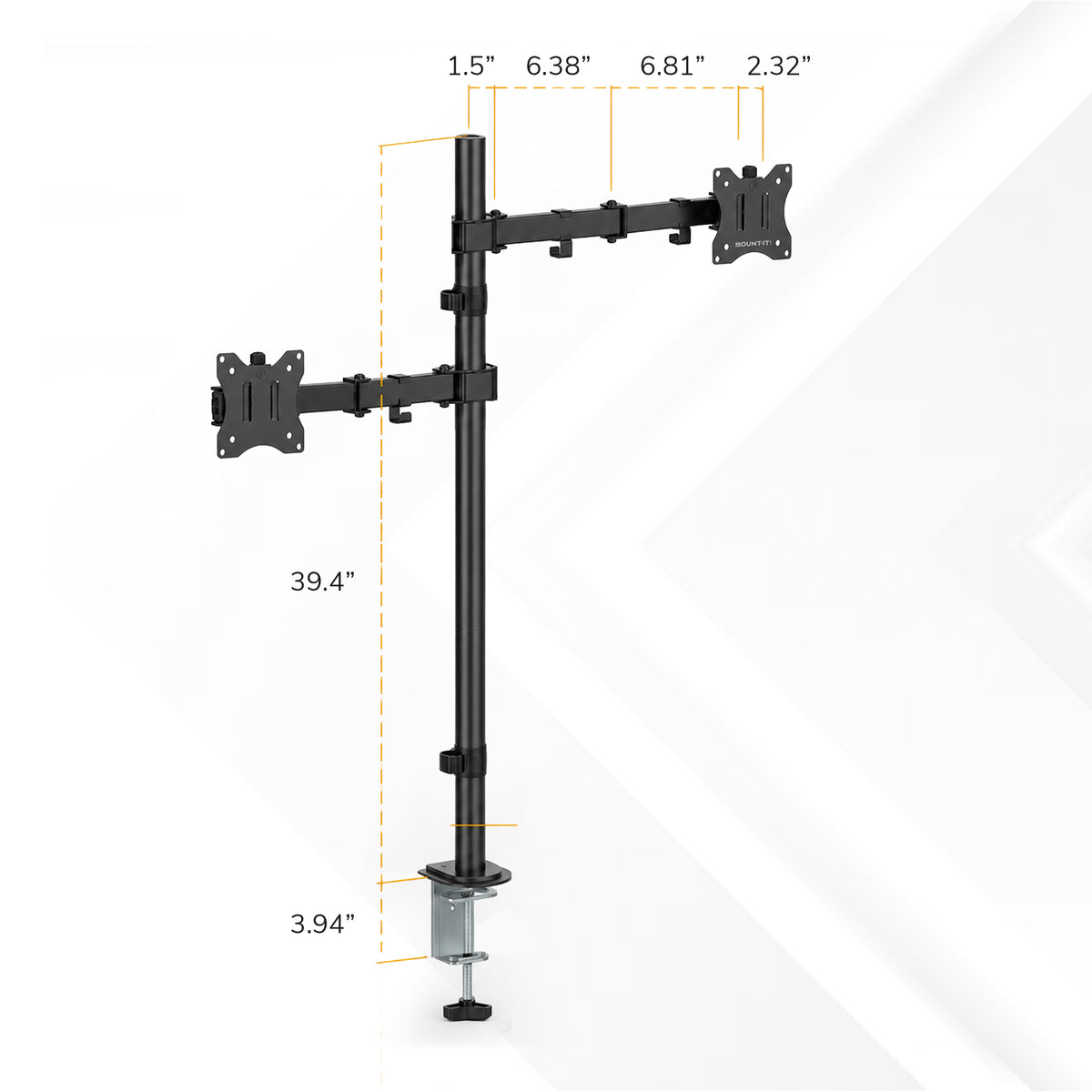 Full Motion Dual Stacking Monitor Mount with Extra-Tall Pole