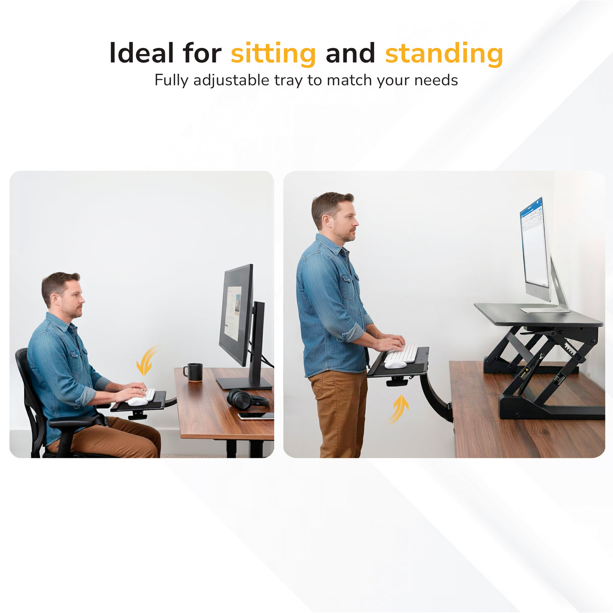 Standing Keyboard and Mouse Platform With Ergonomic Wrist Rest Pad