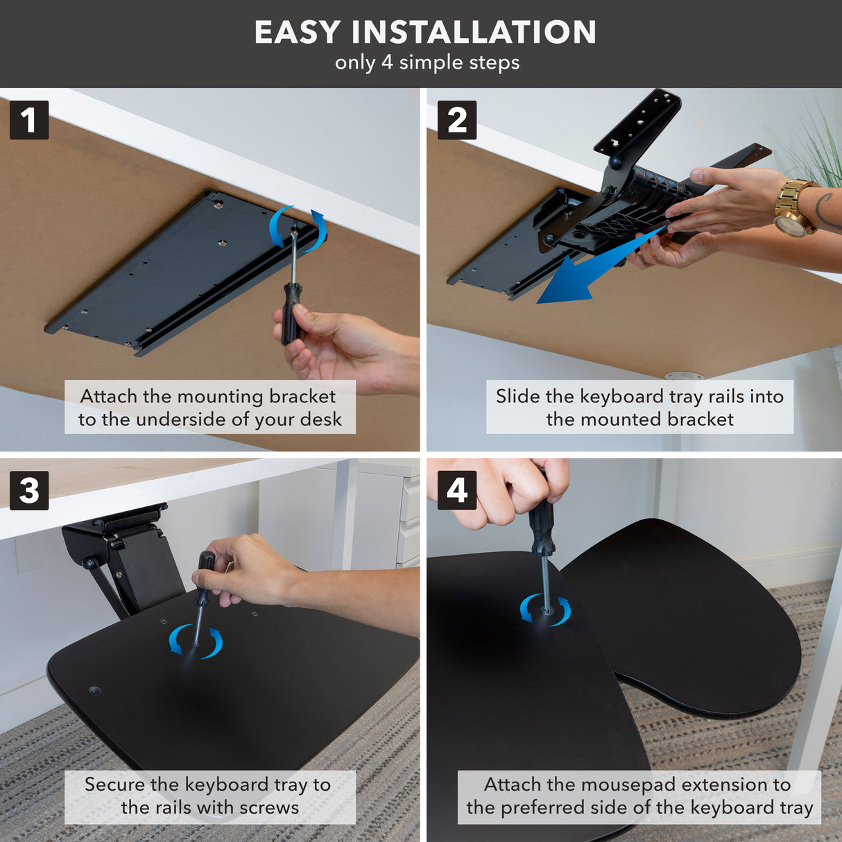 Under Desk Keyboard Platform With Wrist Support