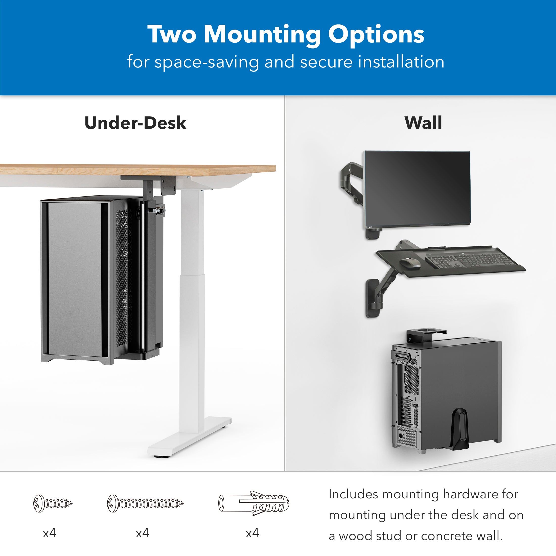 Rotating Heavy-Duty Under Desk / Wall CPU Mount - Mount-It!