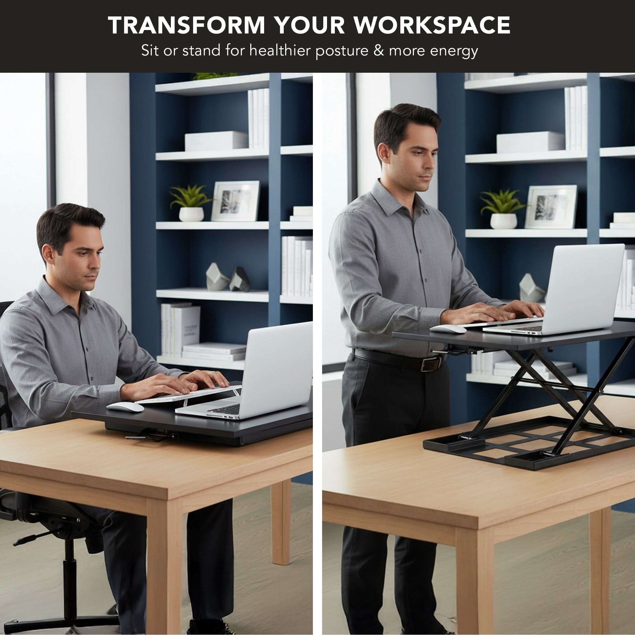 Mount-It! Height Adjustable X-Lift Standing Desk Converter | MI-7929