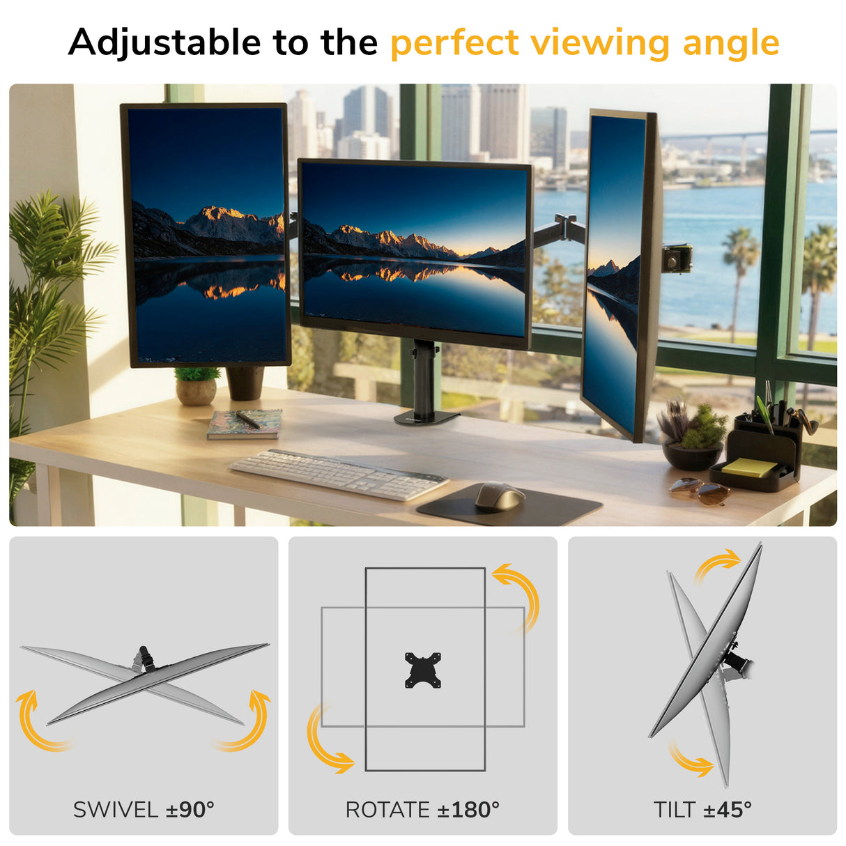 Full-Motion Triple Monitor Mount