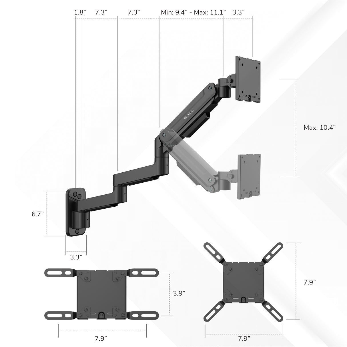 Heavy-Duty Full-Motion Monitor Wall Mount