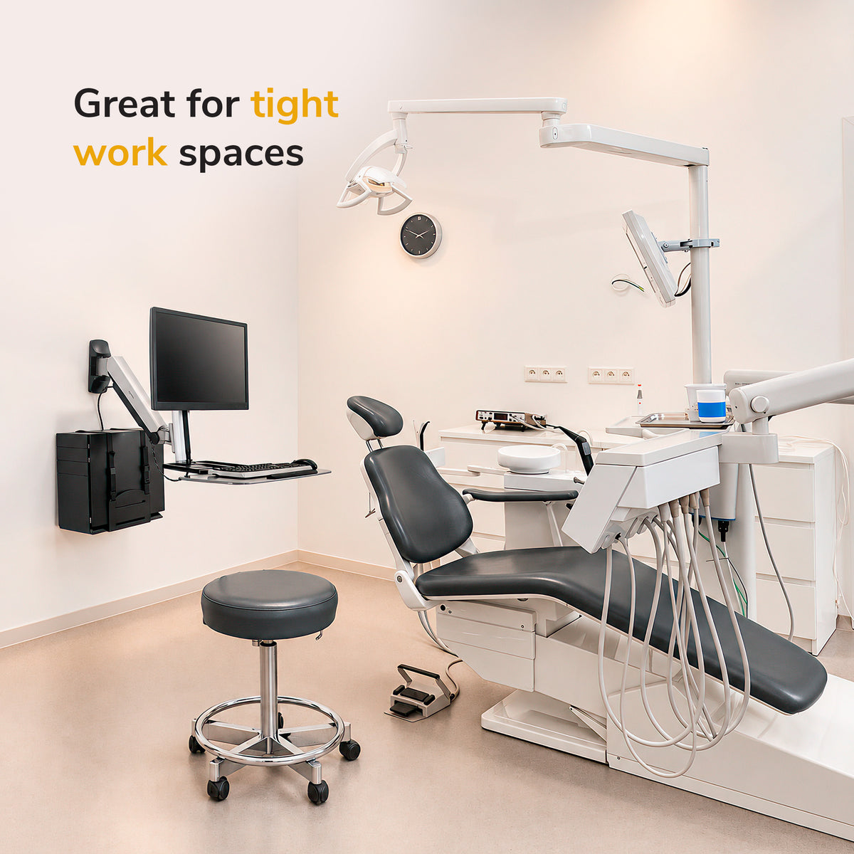 Wall Mounted Sit-Stand Single Monitor Workstation