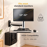 Wall Mounted Sit-Stand Single Monitor Workstation