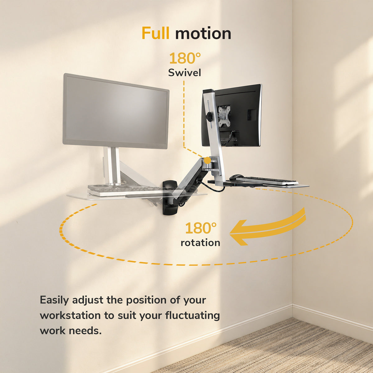 Wall Mounted Sit-Stand Single Monitor Workstation