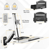 Wall Mounted Sit-Stand Single Monitor Workstation