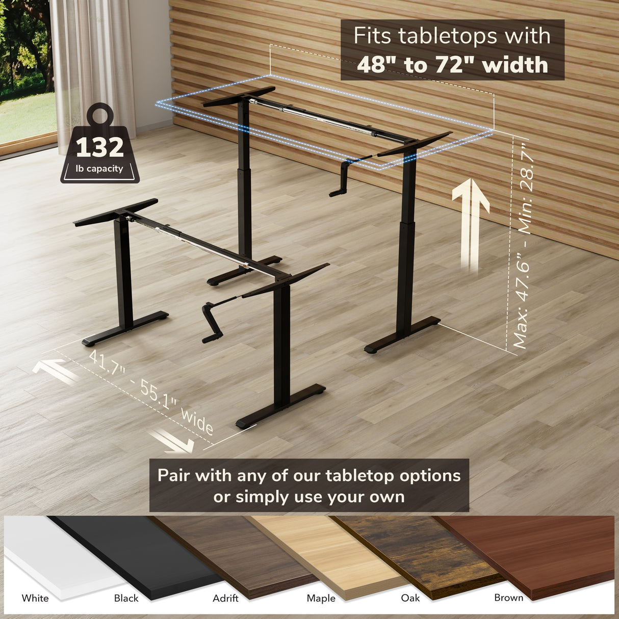 Standing Desk Frame with Hand Crank