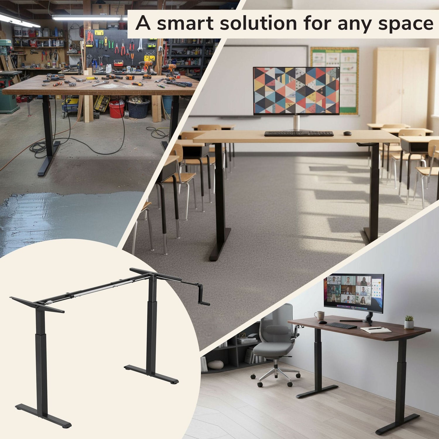 installing sit-stand frame to butcher block desk