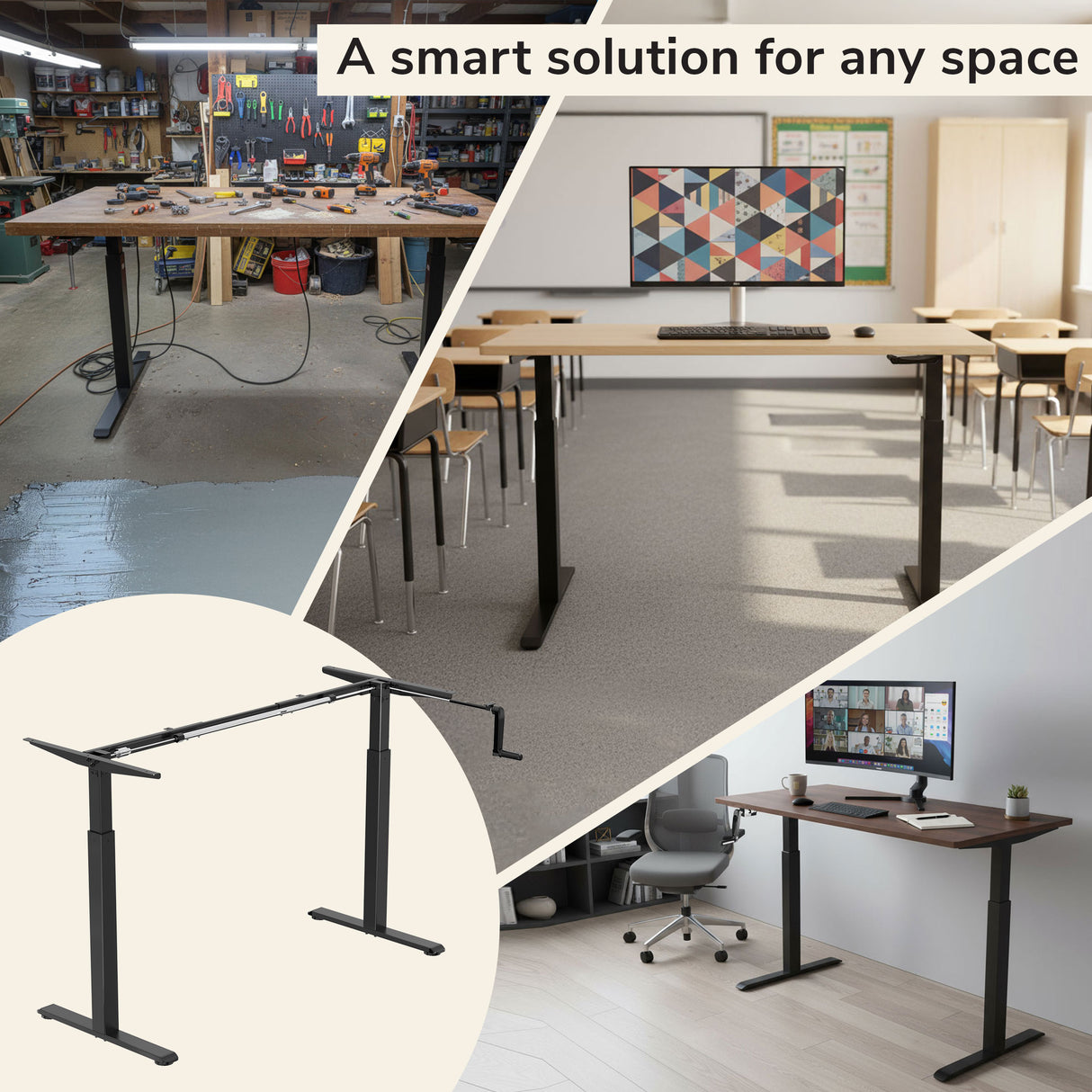 Standing Desk Frame with Hand Crank