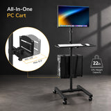 Mobile Cart With Monitor Mount & CPU Holder