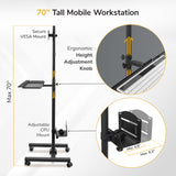 Mobile Cart With Monitor Mount & CPU Holder