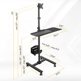 Mobile Cart With Monitor Mount & CPU Holder
