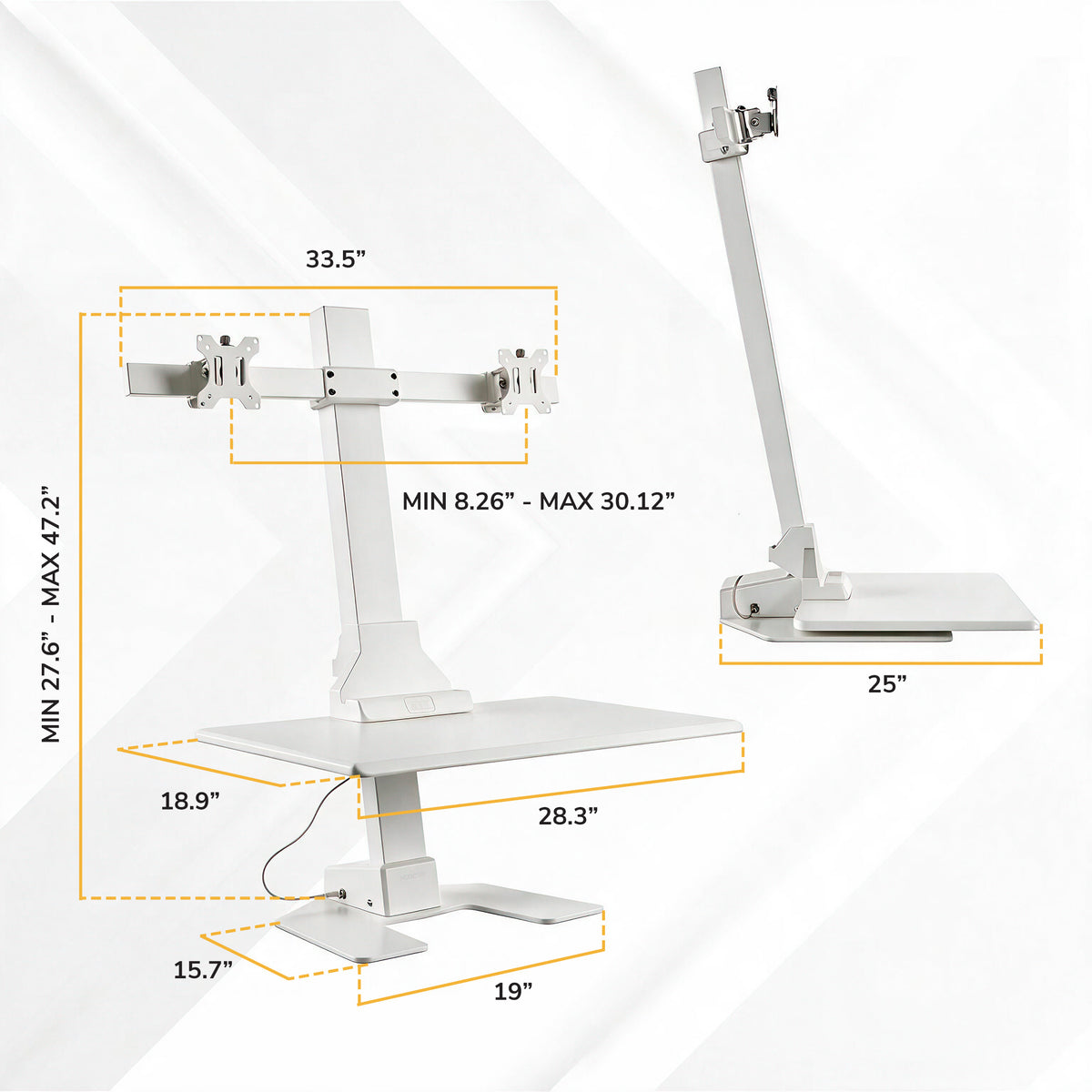 Electric Sit-Stand Desk Converter for 2 Monitors