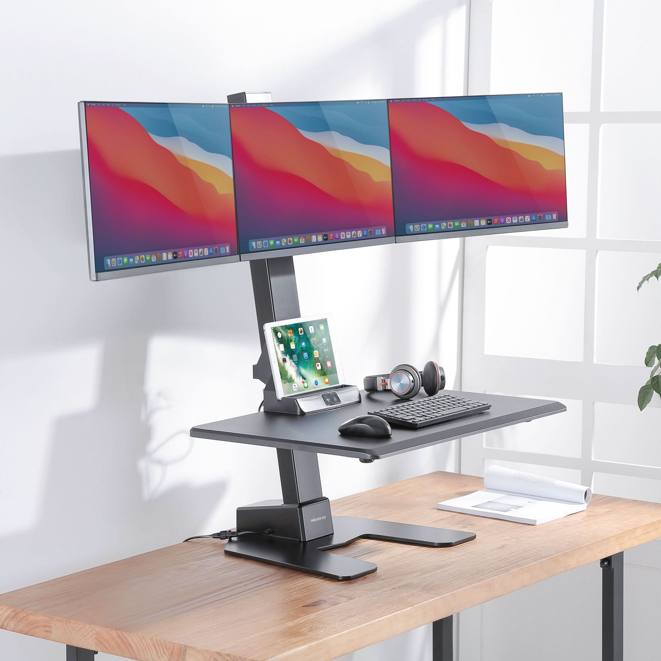 Electric Standing Desk Converter for 3 Monitors