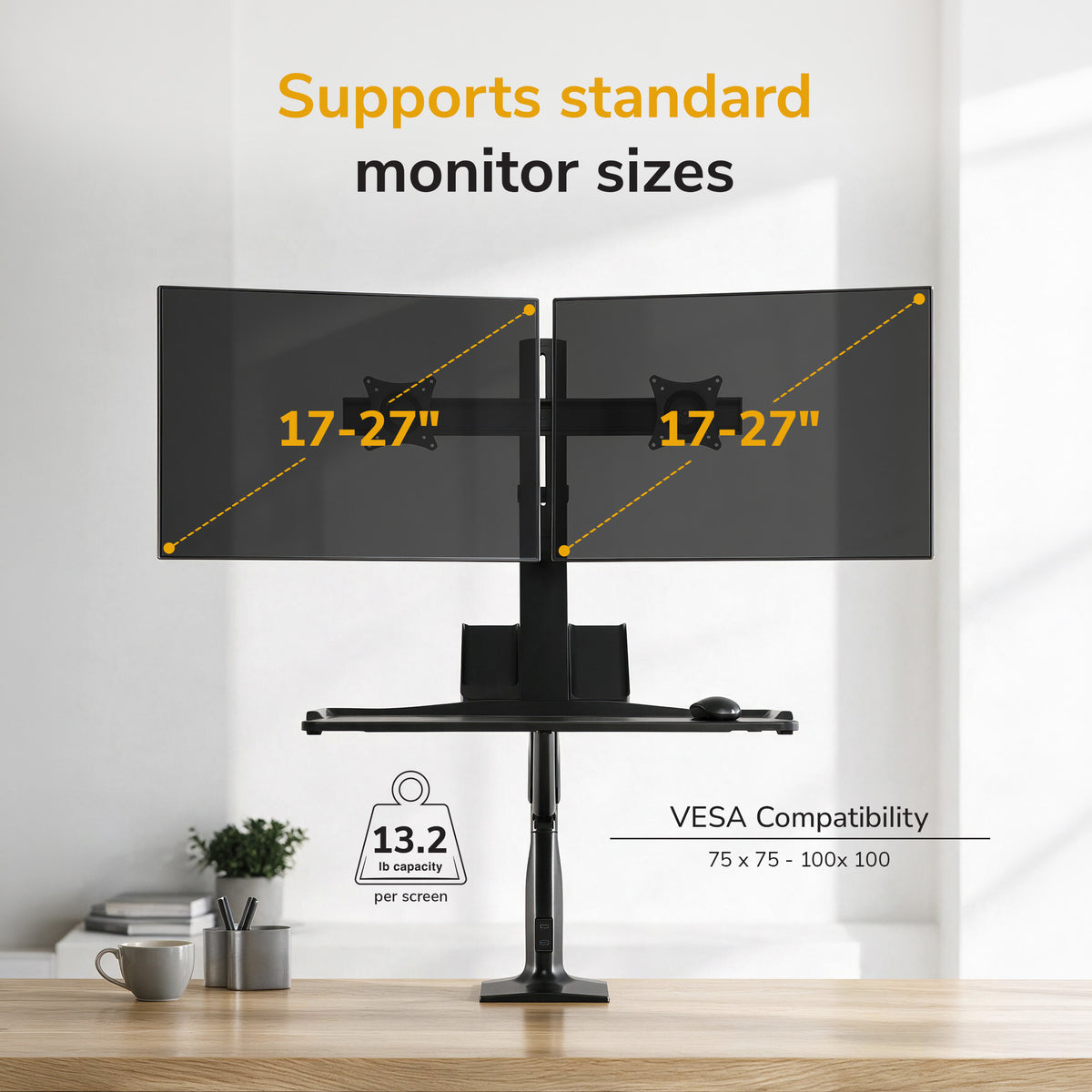 Dual Monitor Sit Stand Desk Mount with USB 3.0 Ports