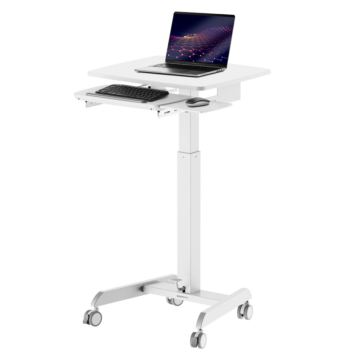 Side Computer Cart Laptop Cart with Pull-Out Keyboard Tray