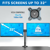 Electric Sit-Stand Desk Converter with Dual Monitor Mount
