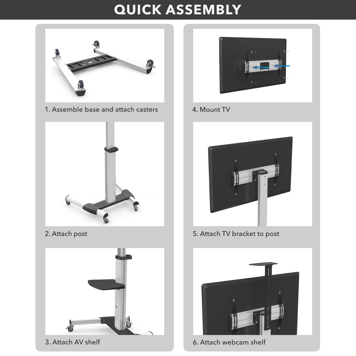 Heavy Duty Mobile TV Cart
