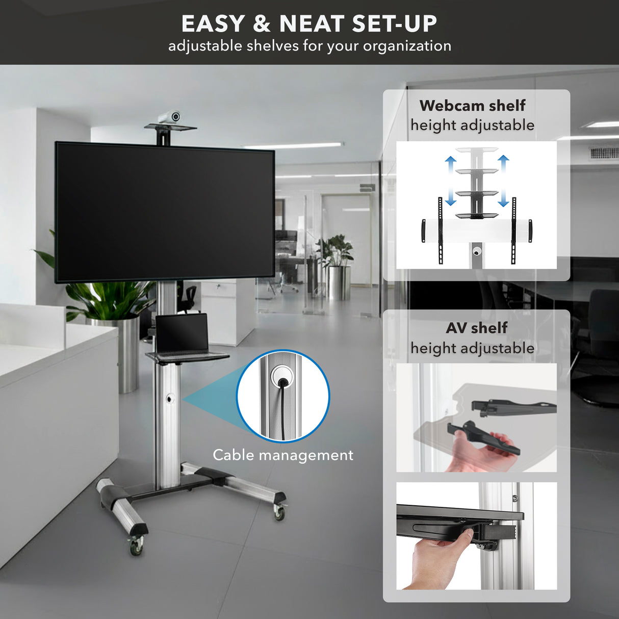 Heavy Duty Mobile TV Cart