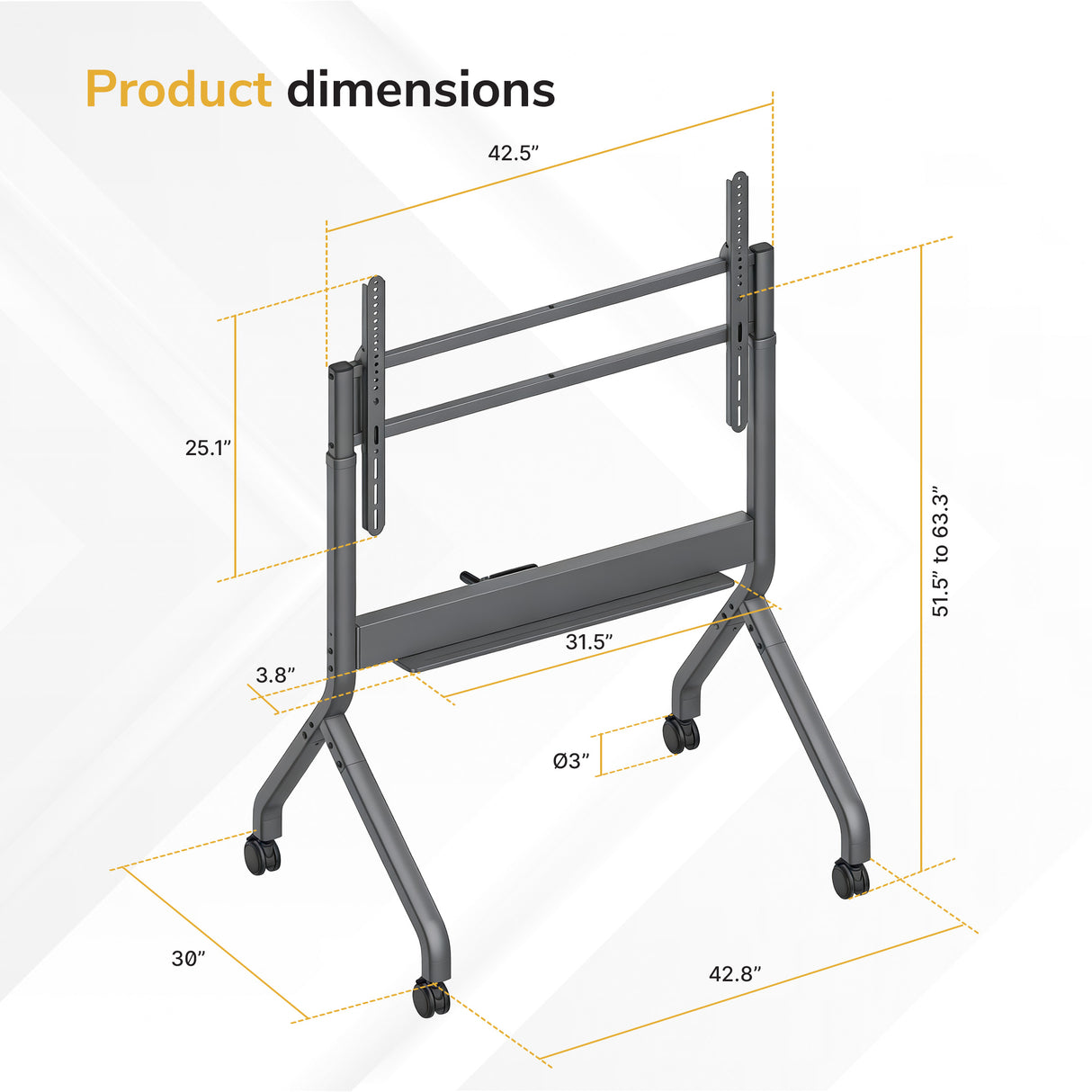 Heavy-Duty Height Adjustable TV Cart - Image 9 - Mount-It!
