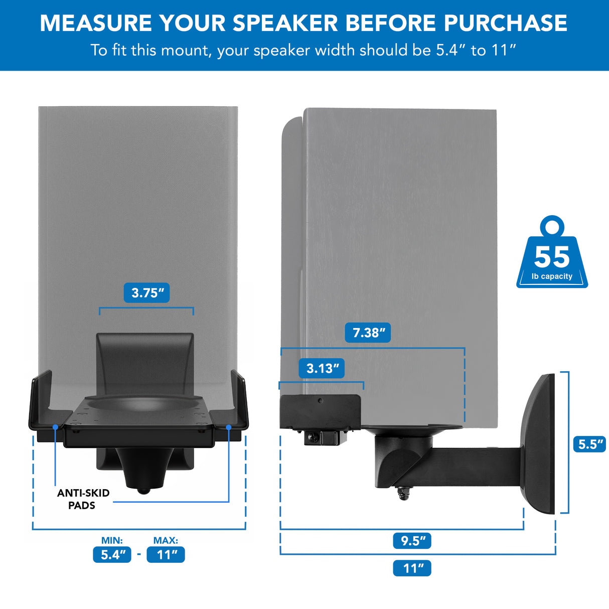 Speaker Wall Mounts w/ Sliding Clamps (pair)