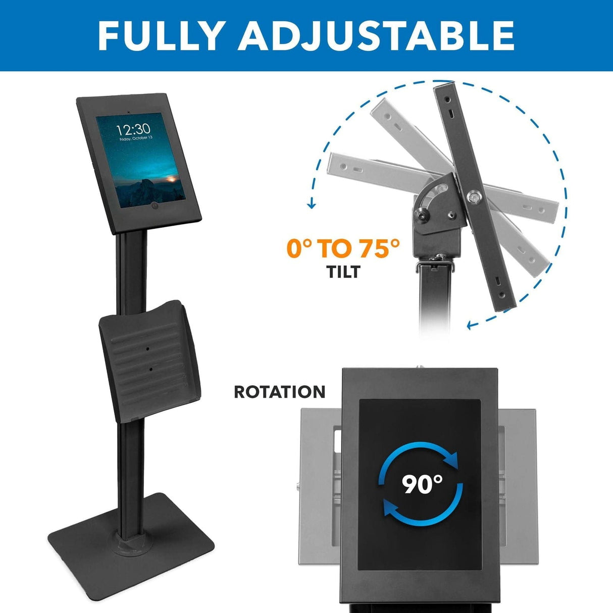 Tablet Stand - Anti-Theft Tablet Kiosk with Document Holder for iPad, iPad Air, iPad Pro - Mount-It! -