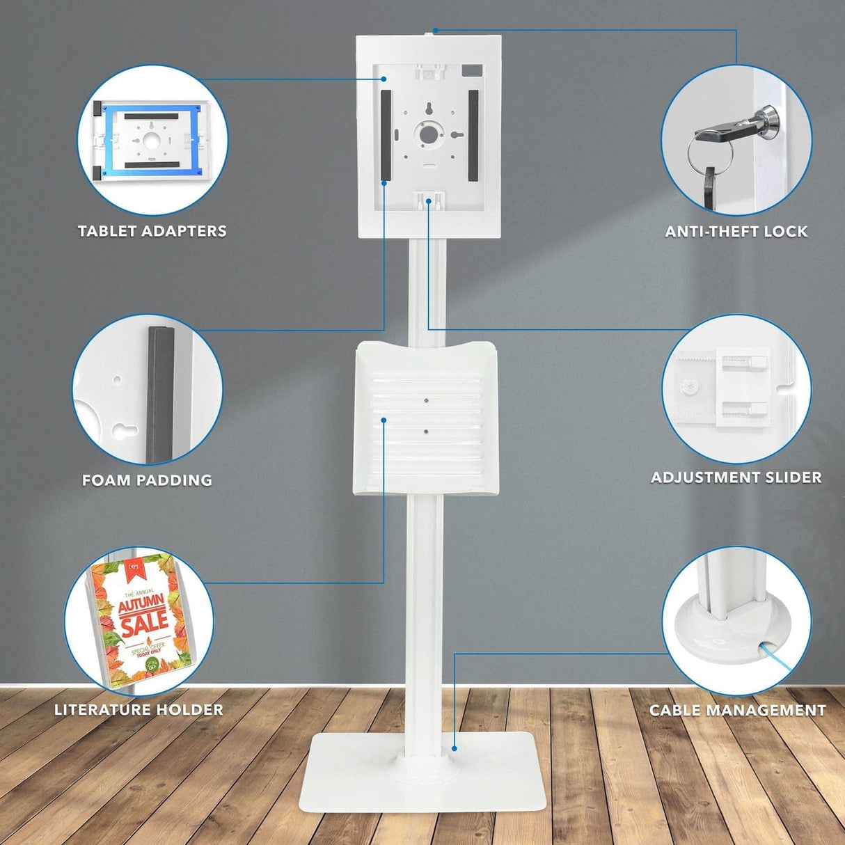 Tablet Stand - Anti-Theft Tablet Kiosk with Document Holder for iPad, iPad Air, iPad Pro - Mount-It! -