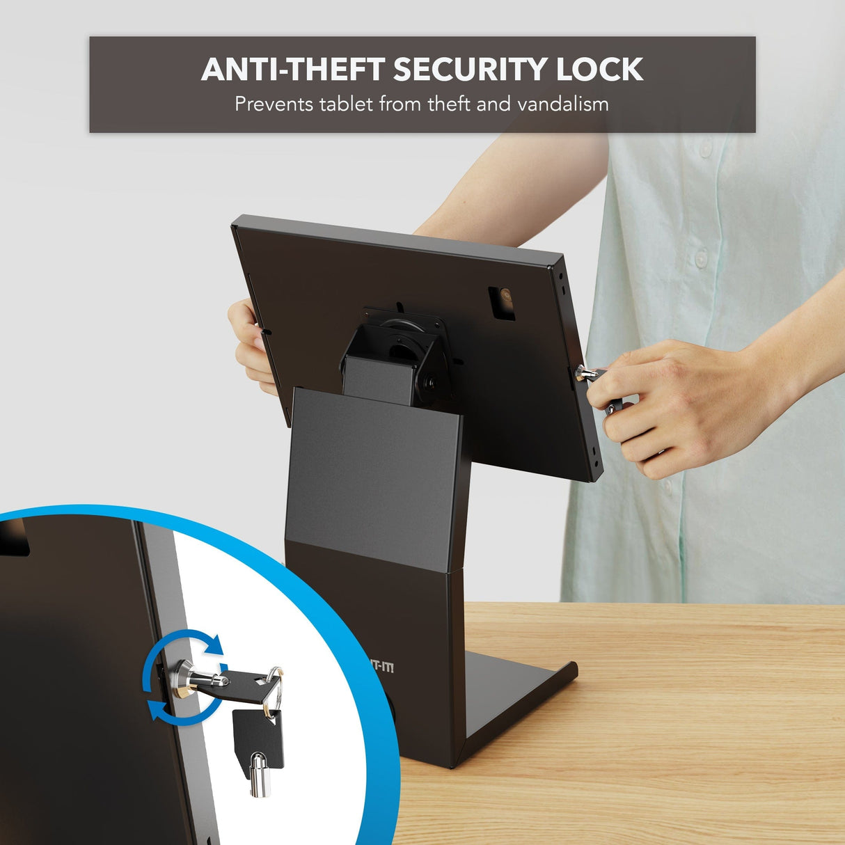 Tablet Stand - Anti-Theft Tablet Kiosk with Printer Shelf - Mount-It! -