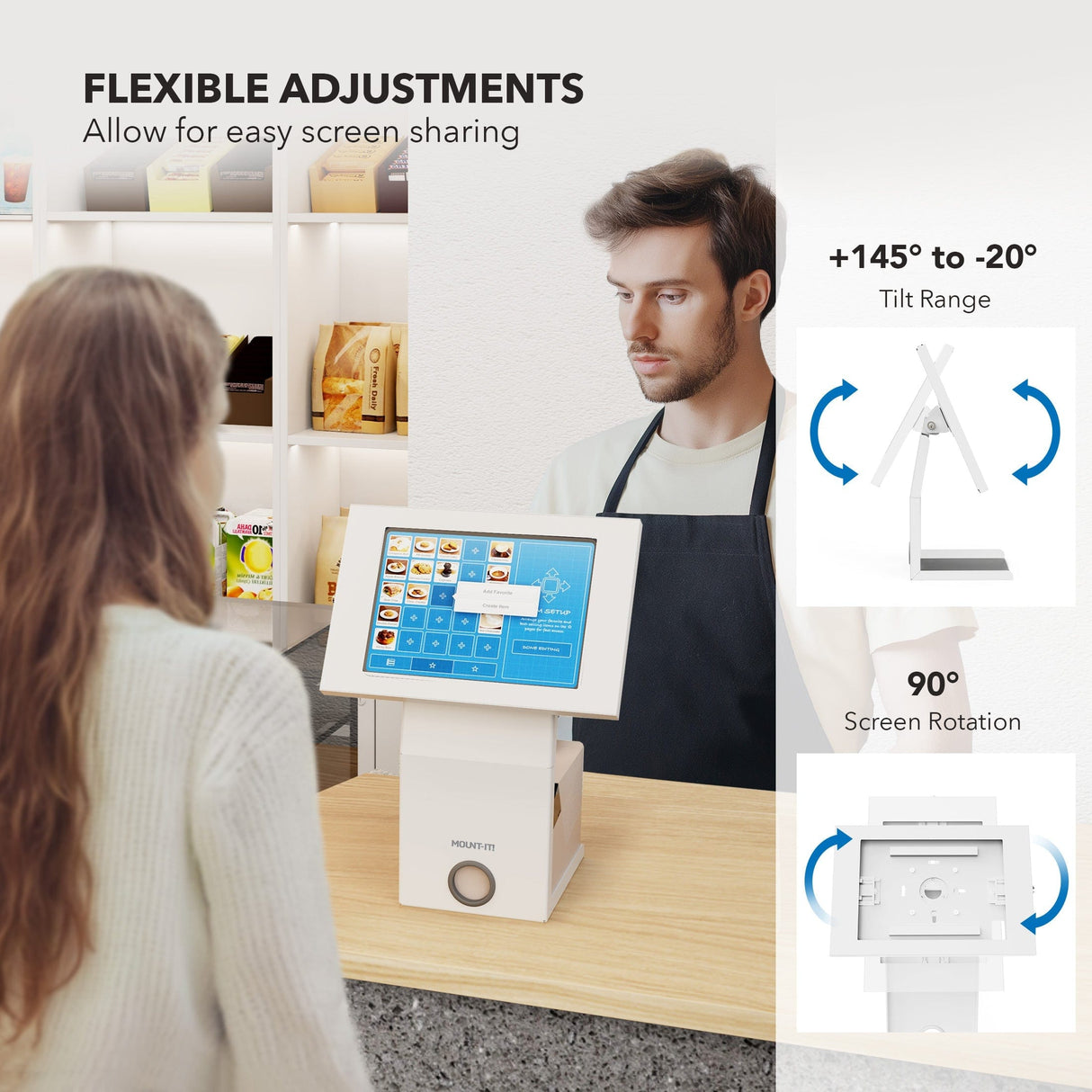 Tablet Stand - Anti-Theft Tablet Kiosk with Printer Shelf - Mount-It! -