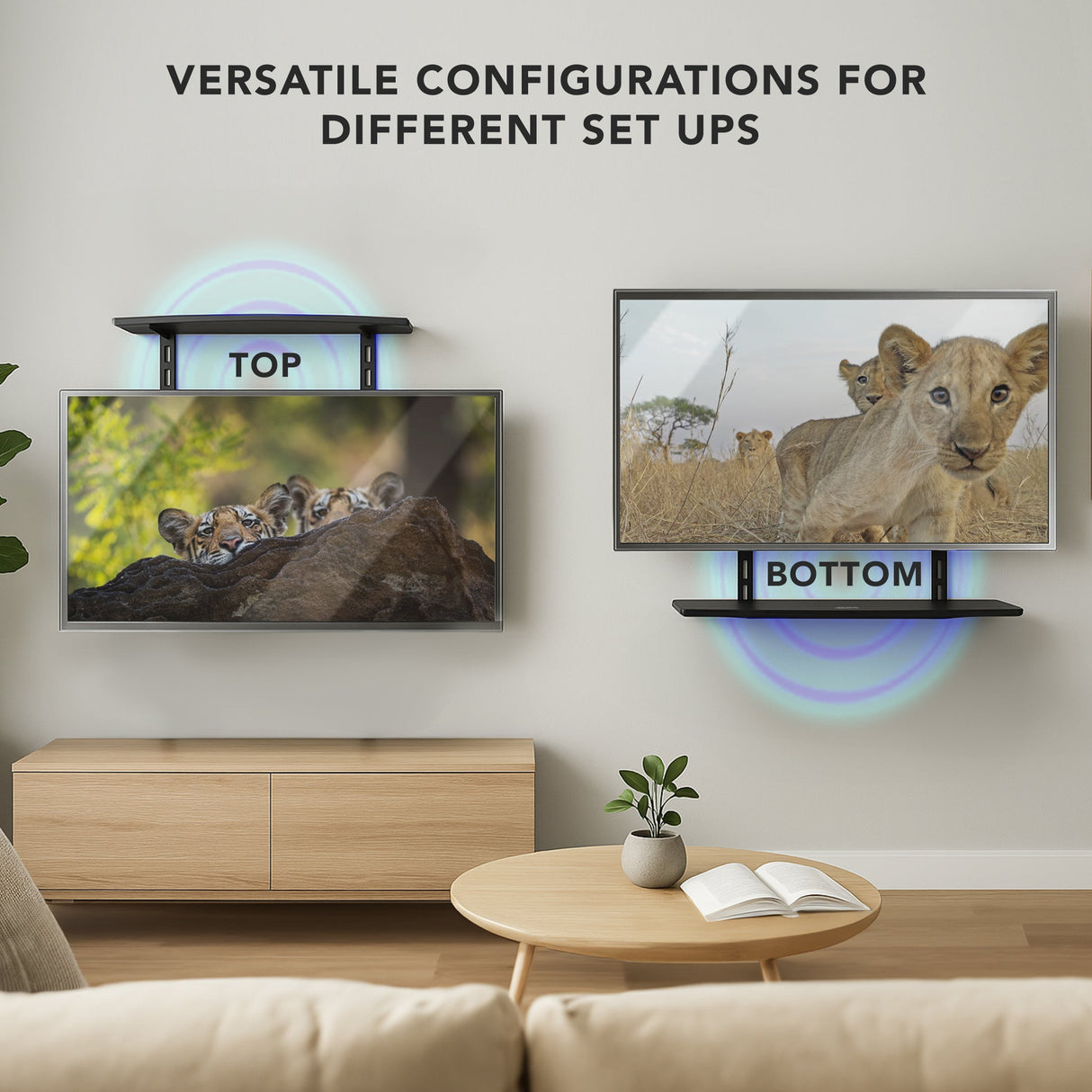 Component Shelves - AV Component Shelf For Wall Mounted TV | 1 Tempered Glass Shelf - Mount-It! - MI-8401