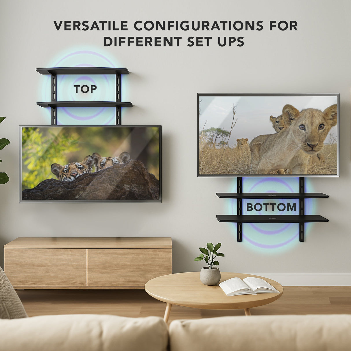Component Shelves - AV Component Shelf For Wall Mounted TV | 2 Tempered Glass Shelves - Mount-It! - MI-8402