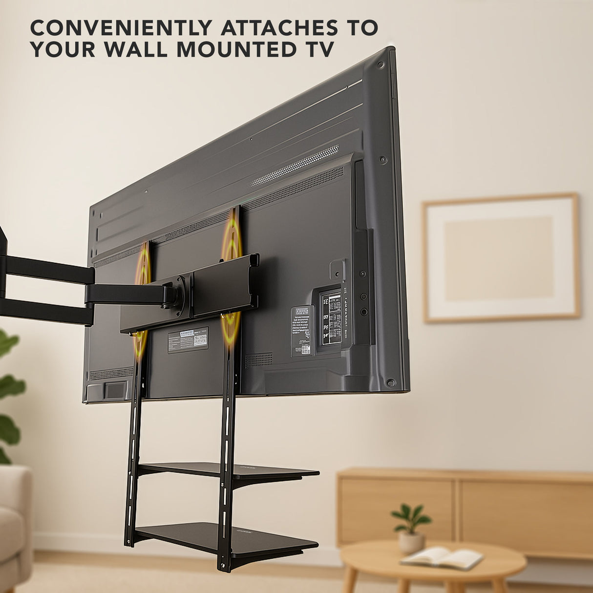 Component Shelves - AV Component Shelf For Wall Mounted TV | 2 Tempered Glass Shelves - Mount-It! - MI-8402