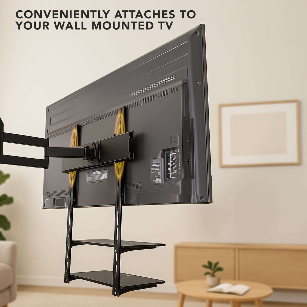 Component Shelves - AV Component Shelf For Wall Mounted TV | 2 Tempered Glass Shelves - Mount-It! - MI-8402