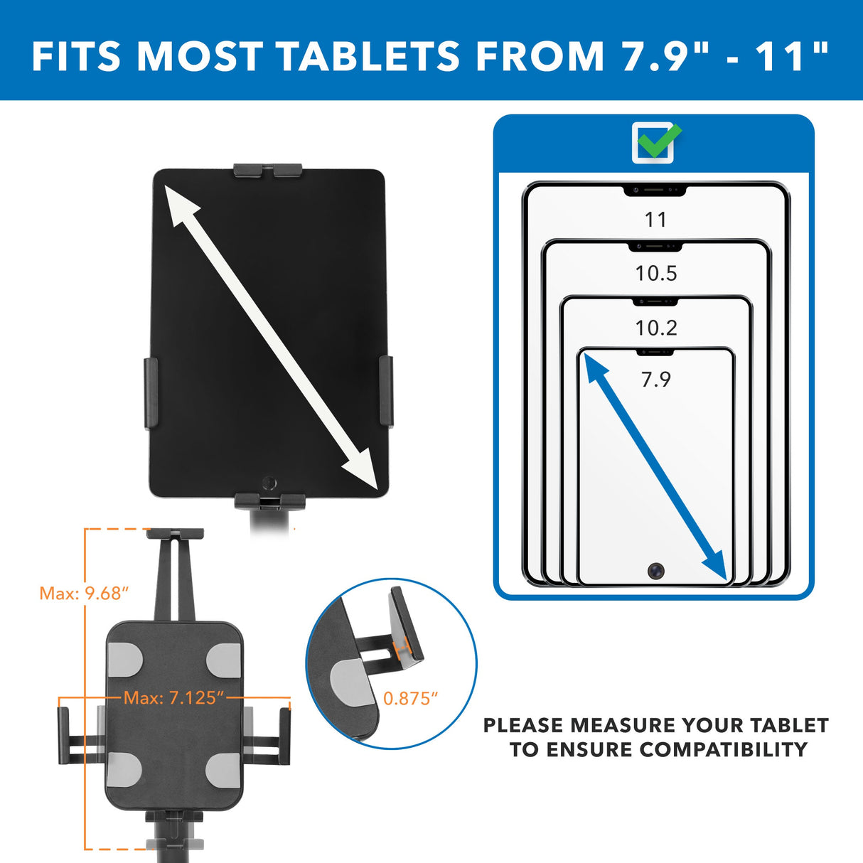 Black Tablet Stand - Anti-Theft Tablet Countertop Kiosk Stand - Mount-It! - MI-3871B