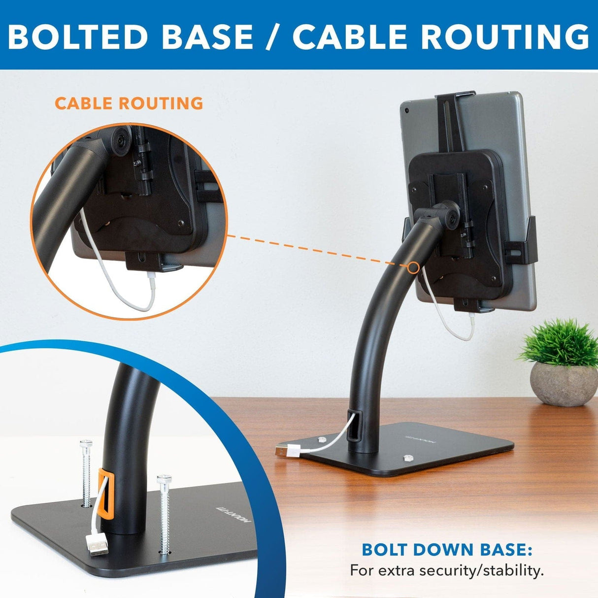 Black Tablet Stand - Anti-Theft Tablet Countertop Kiosk Stand - Mount-It! - MI-3871B